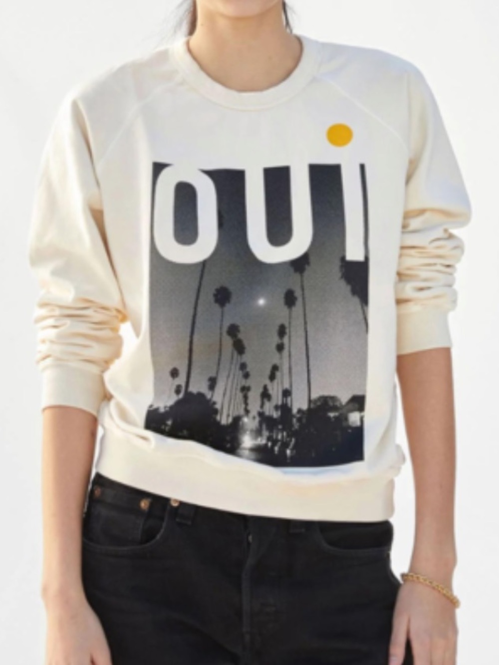 ⭐️NEW CLARE V. Cream THIERRY PALM OUI SWEATSHIRT⭐️